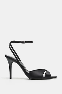 SATIN EFFECT HEELED SANDALS