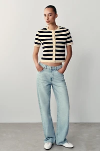 SHORT SLEEVE STRIPED CARDIGAN