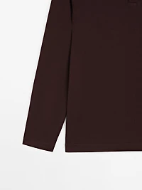 Long sleeve mercerised cotton piqué polo shirt
