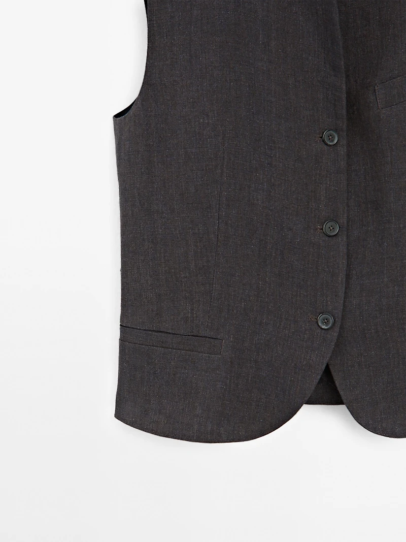 100% linen V-neck waistcoat