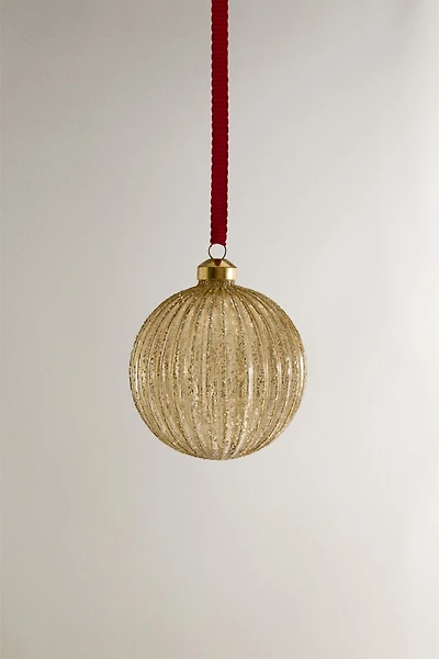 GOLD GLITTERY STRIPED CHRISTMAS TREE ORNAMENT