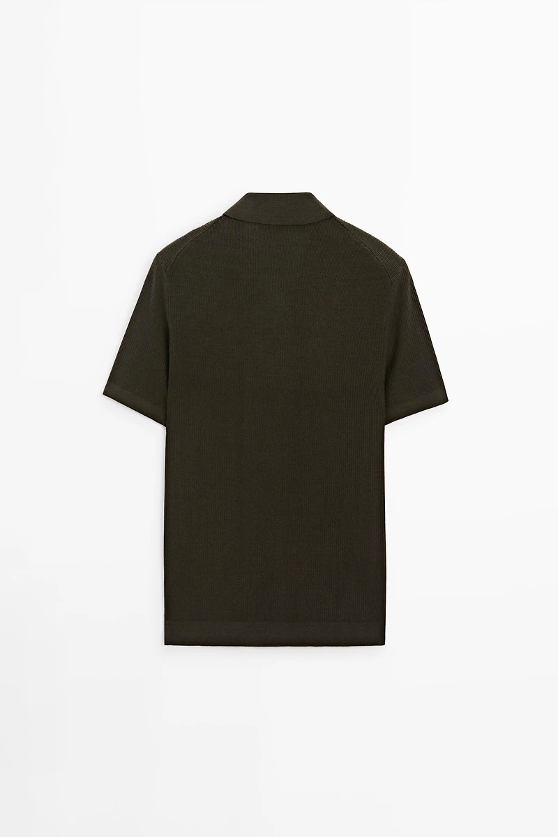 Cotton blend polo shirt with button detail