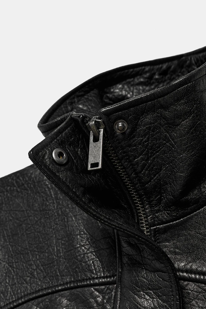100% LEATHER OVERSIZED JACKET