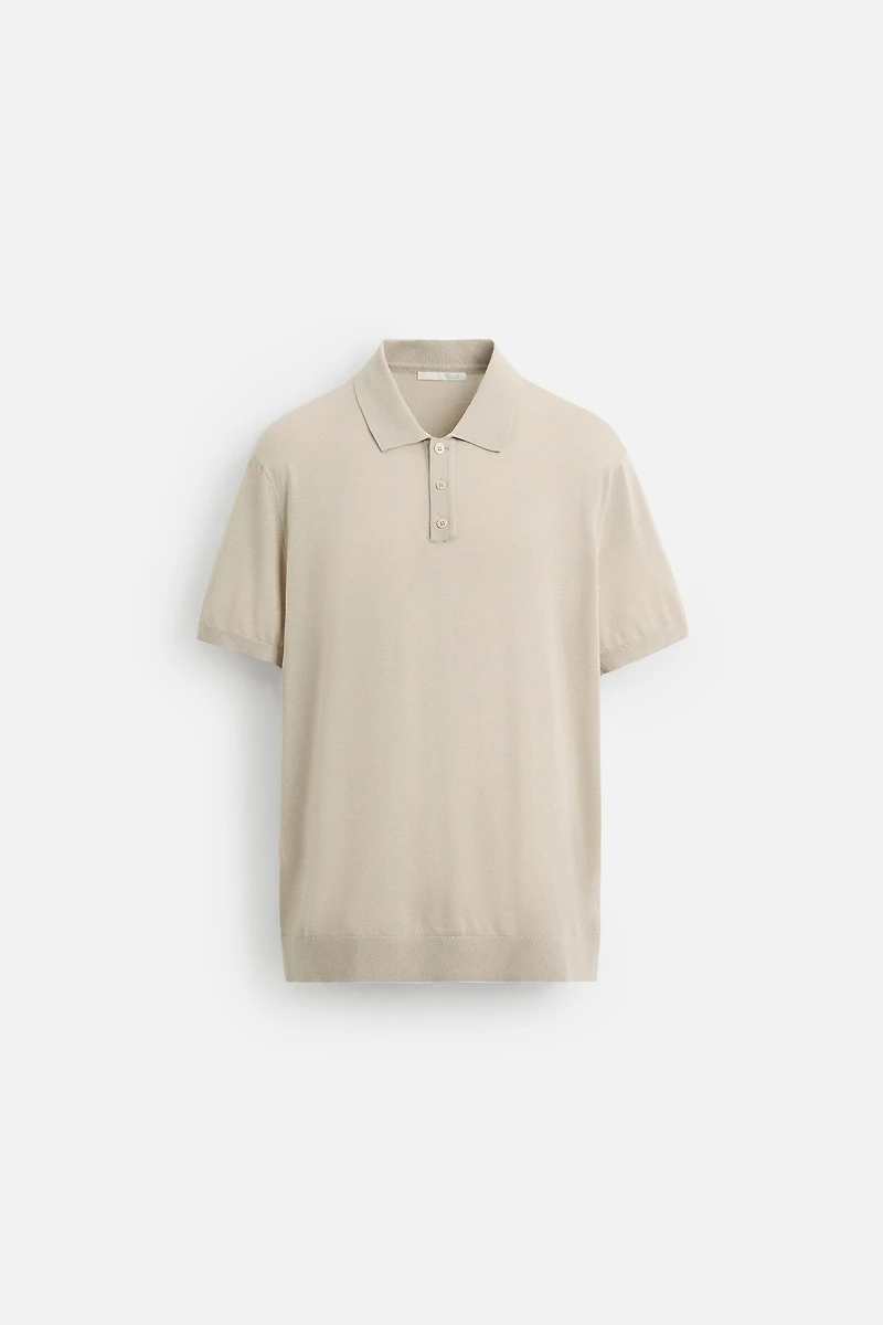 COTTON - SILK BLEND KNIT POLO