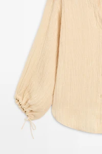 Pleated linen blend shirt