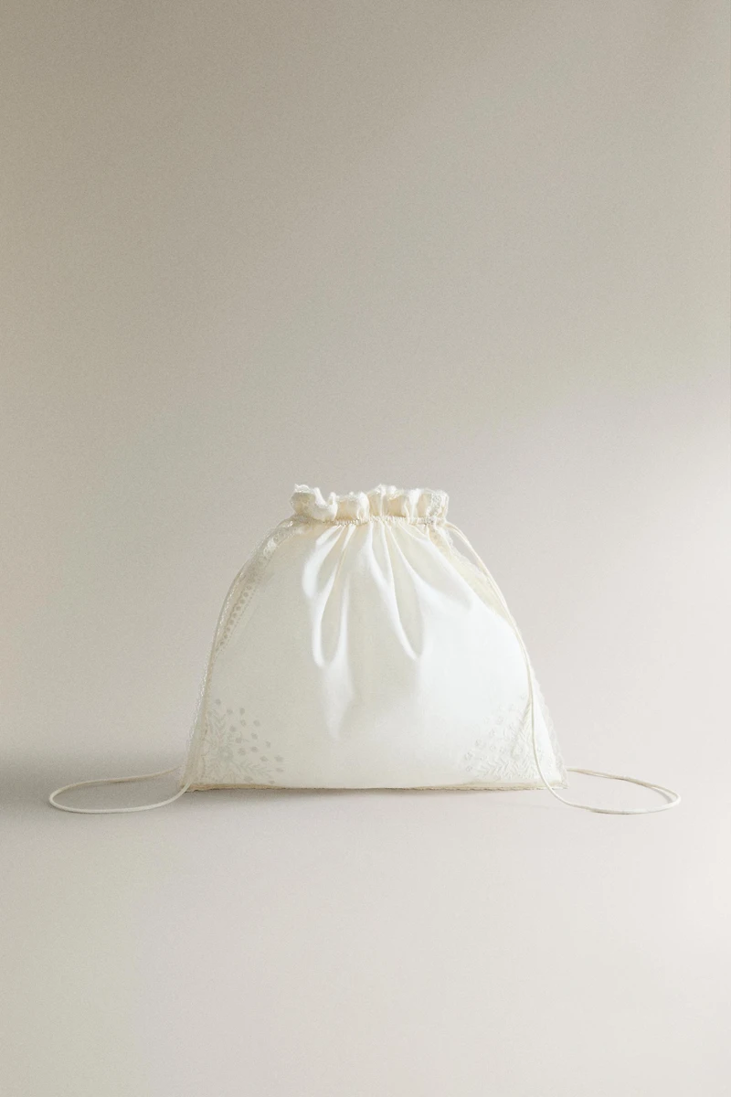 EMBROIDERED LACE TRIM COTTON CLOTHING BAG