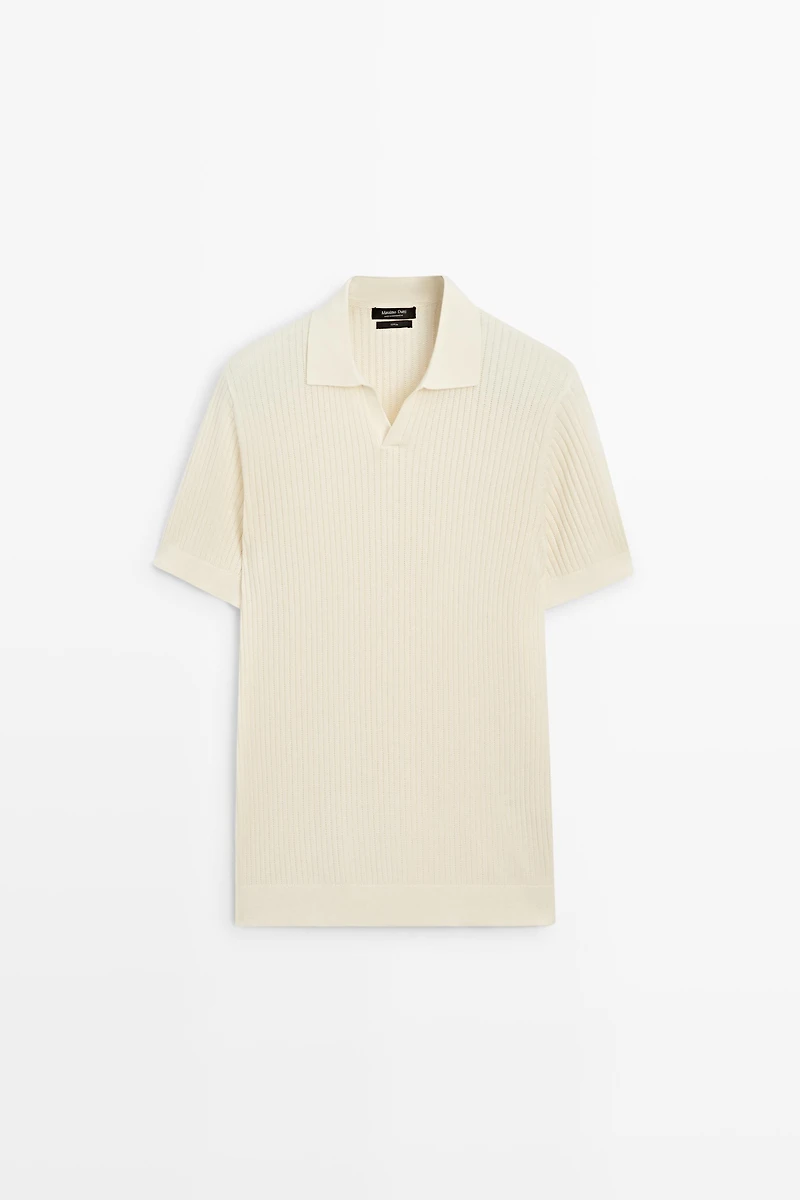 100% cotton ribbed knit polo sweater