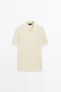 100% cotton ribbed knit polo sweater