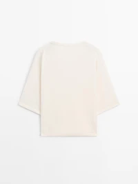 Pull à col en V laine mélangée