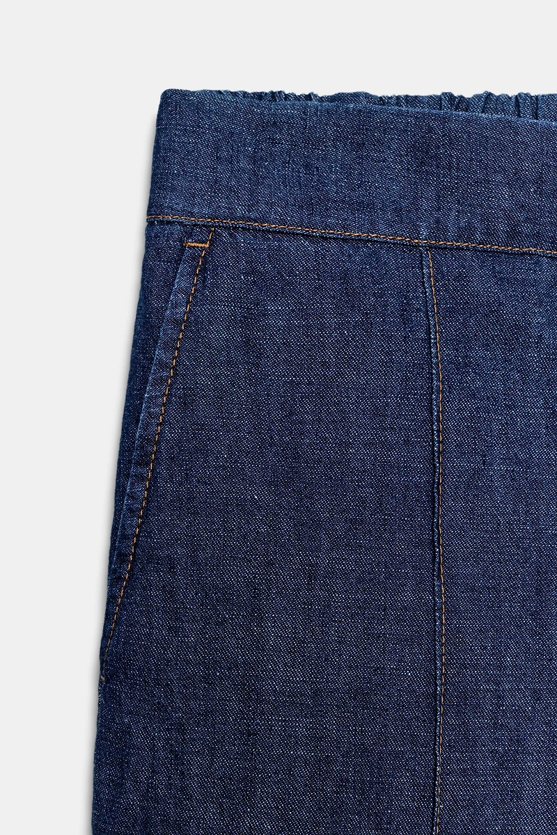 LINEN BLEND STRAIGHT LEG PANTS