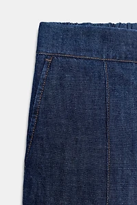 LINEN BLEND STRAIGHT LEG PANTS