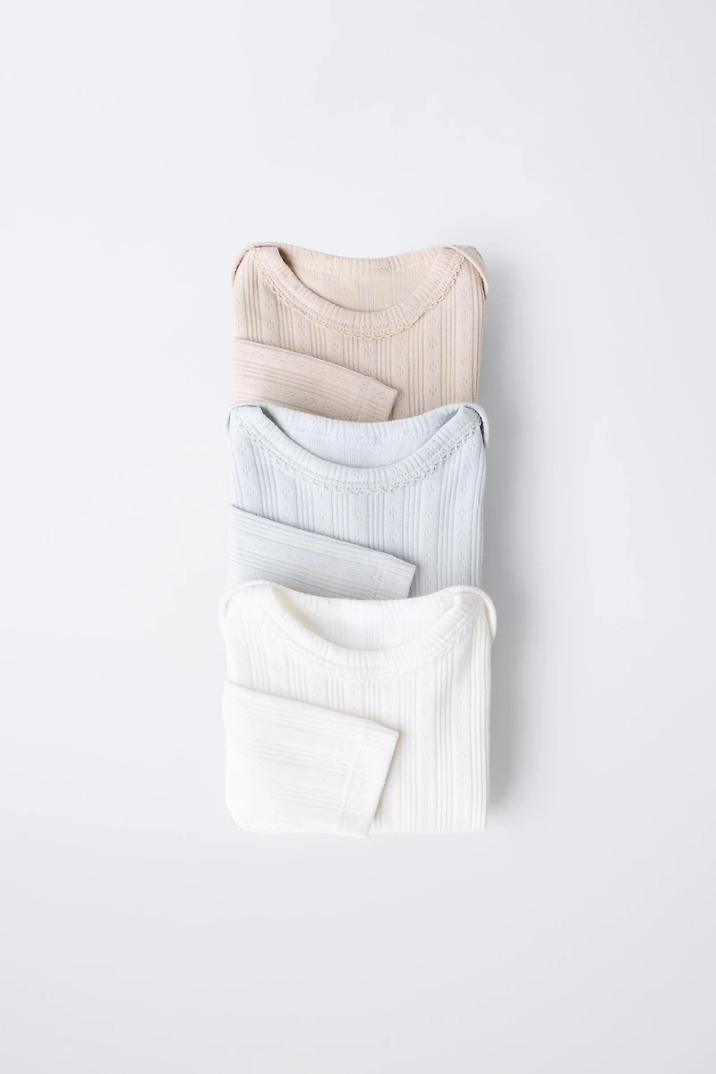 6 MONTHS-3 YEARS/ THREE-PACK OF LONG SLEEVE BODYSUITS