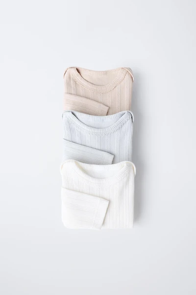 6 MONTHS-3 YEARS/ THREE-PACK OF LONG SLEEVE BODYSUITS