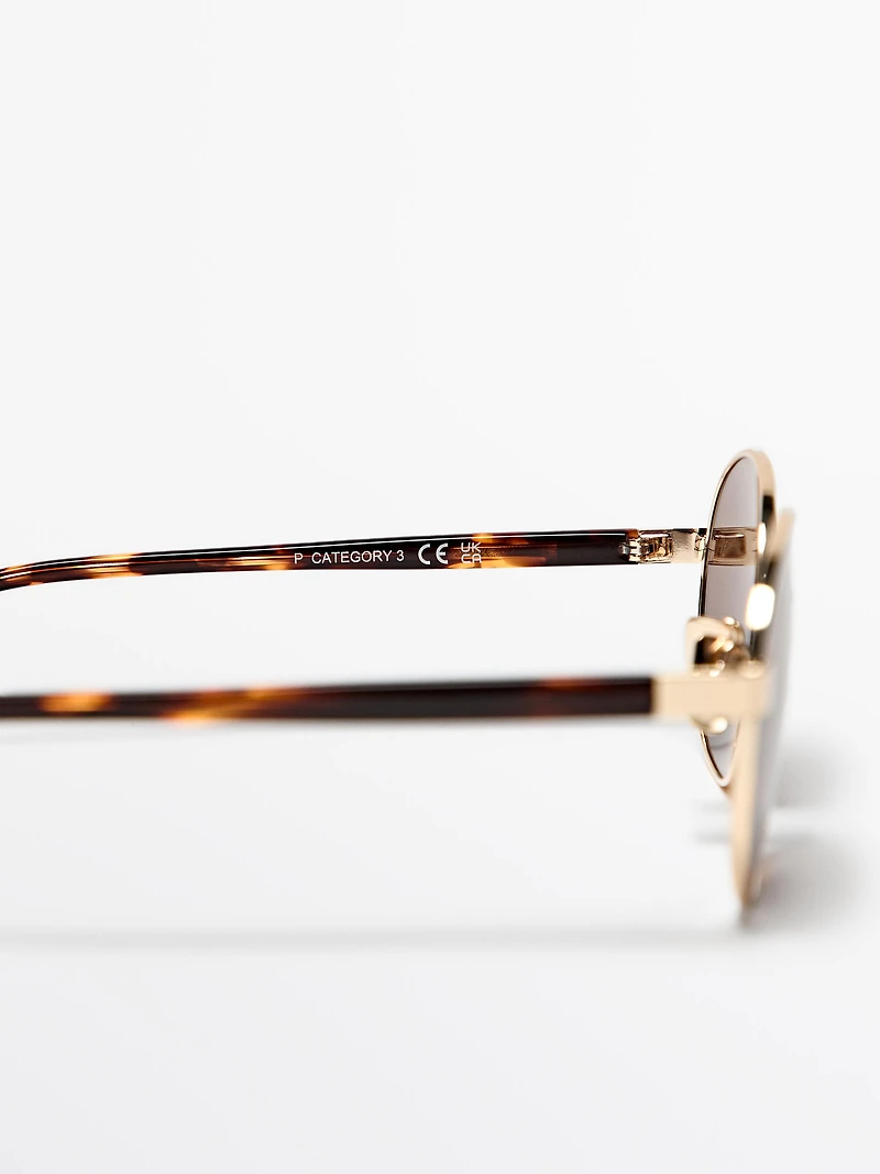 Round metal sunglasses - tortoiseshell effect