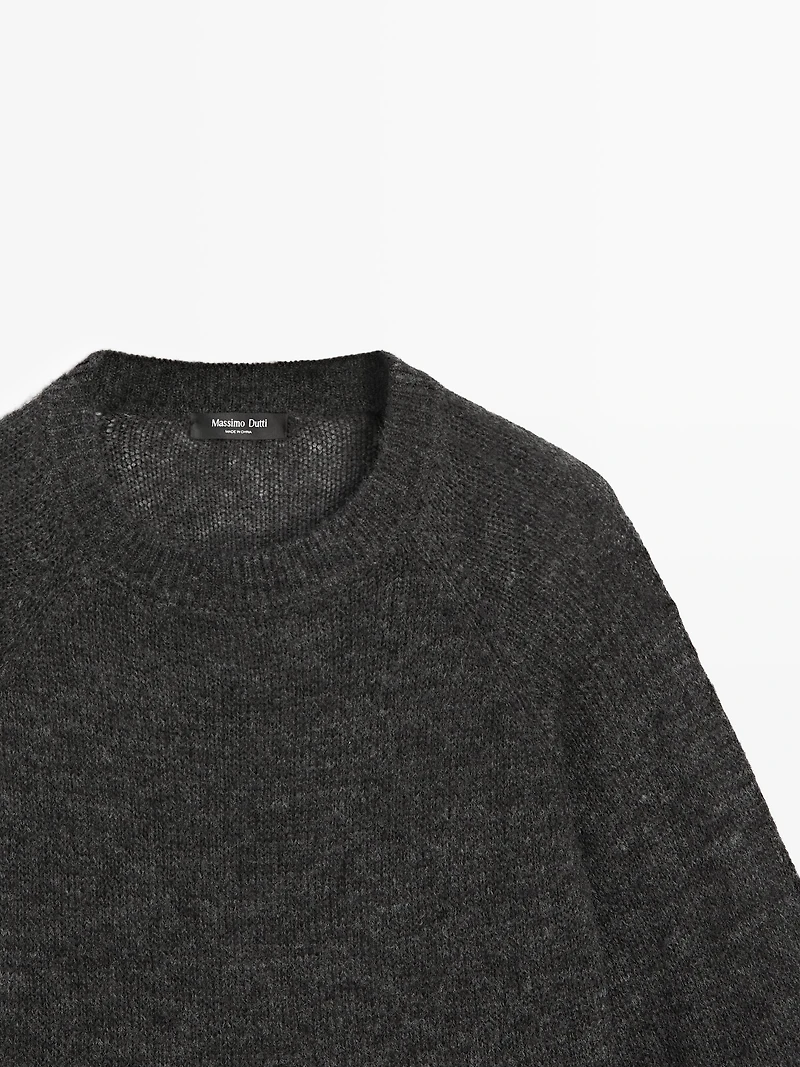 Pull en maille à manches raglan avec laine d'alpaga