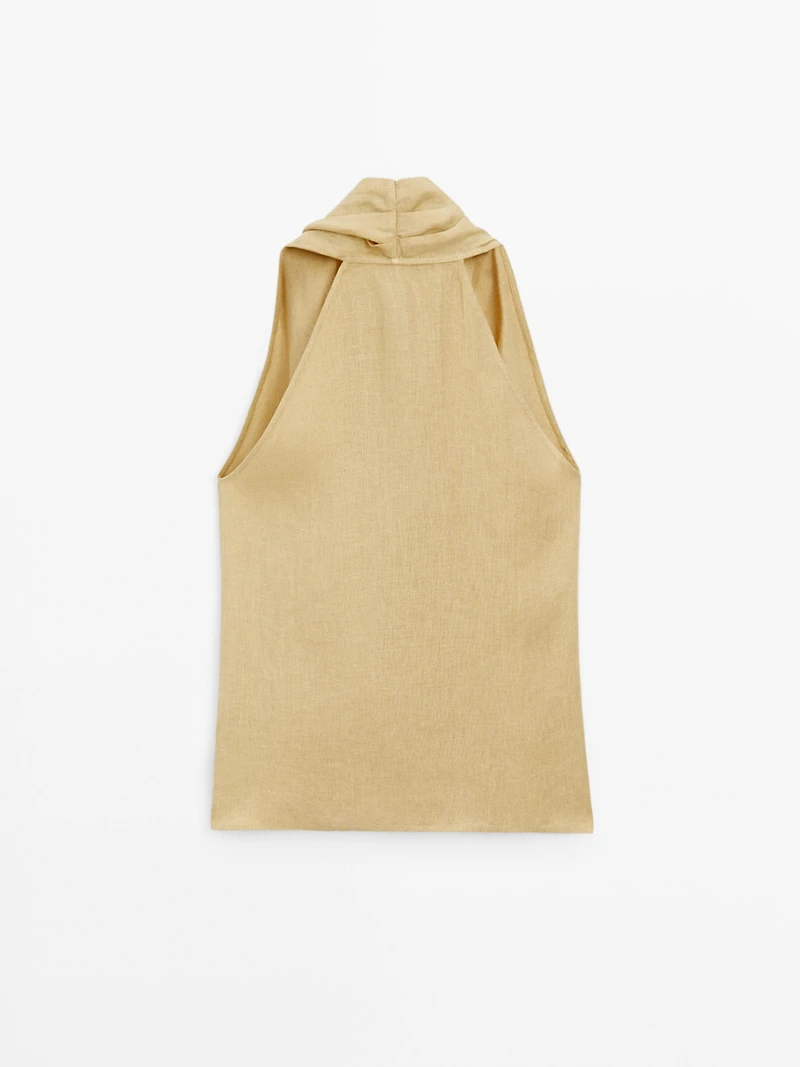 Linen crossover halter top