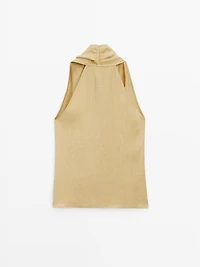 Linen crossover halter top