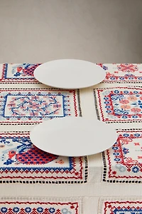 COTTON LINEN TABLECLOTH WITH EMBROIDERED CROSS-STITCH