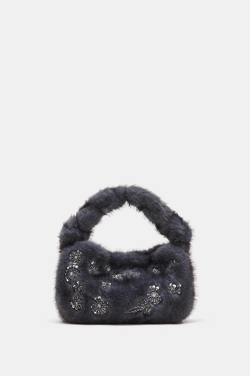 SHINY FAUX FUR MINI BAG