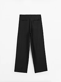 Linen blend palazzo trousers with darts