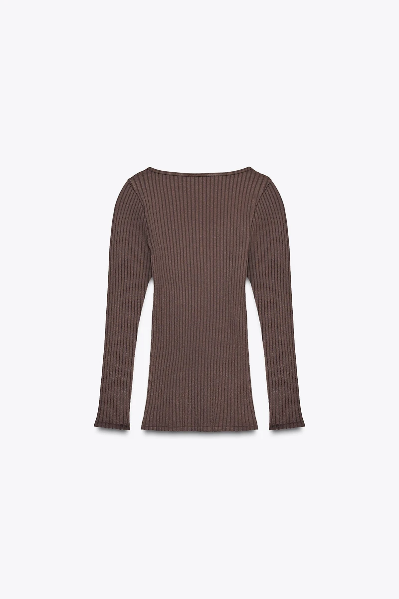 TOP SANS COUTURE CÔTELÉ AVEC NŒUD
