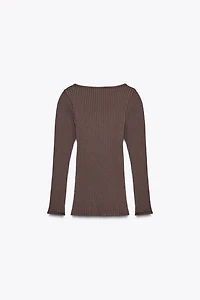 TOP SANS COUTURE CÔTELÉ AVEC NŒUD