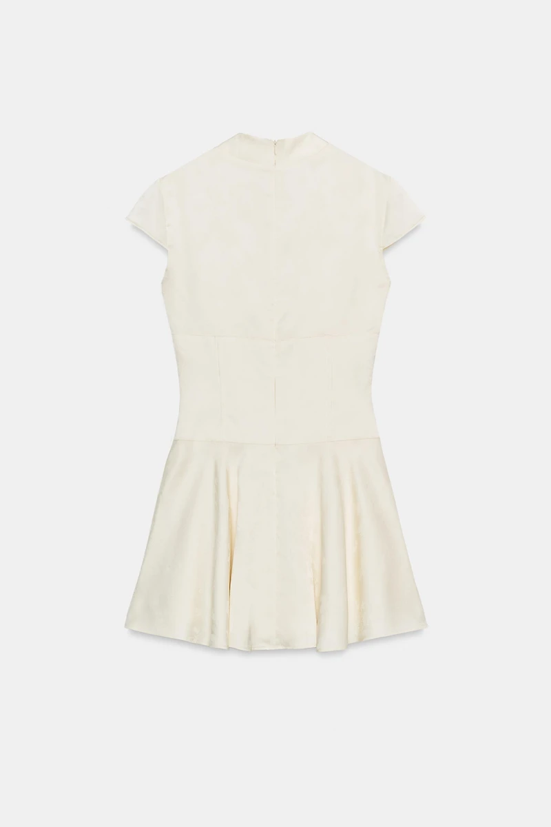 JACQUARD SATIN MINI DRESS WITH BUTTONS