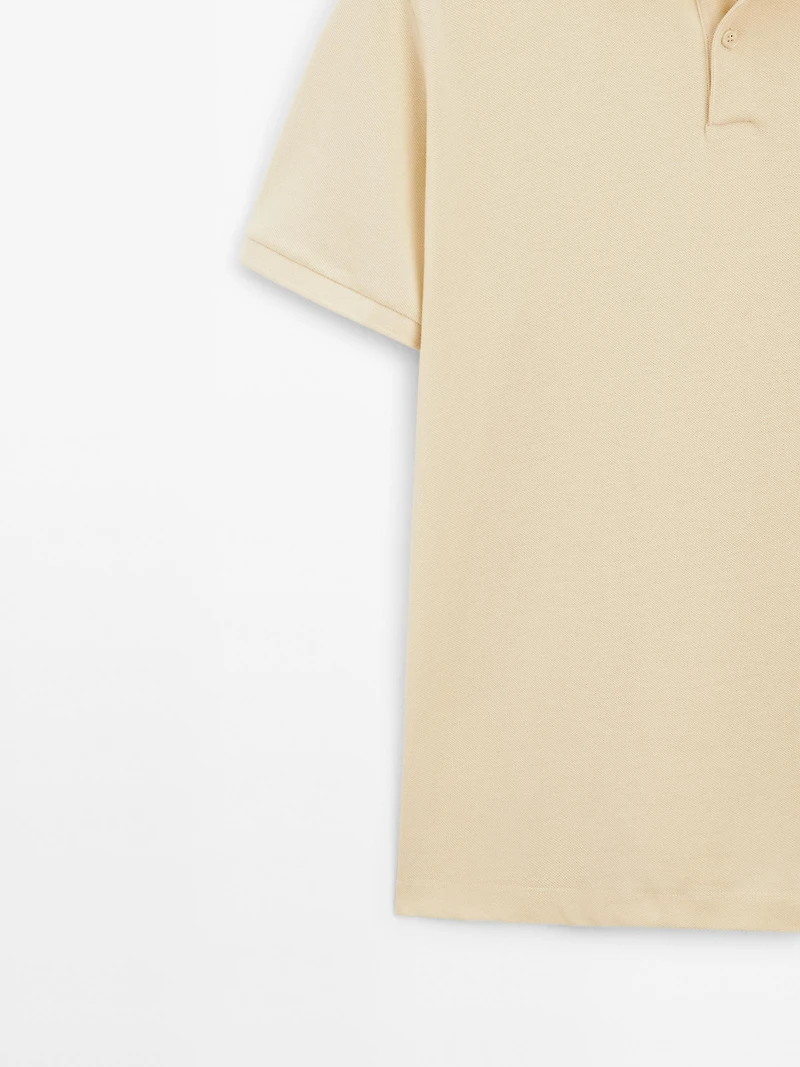 Micro textured piqué cotton polo shirt