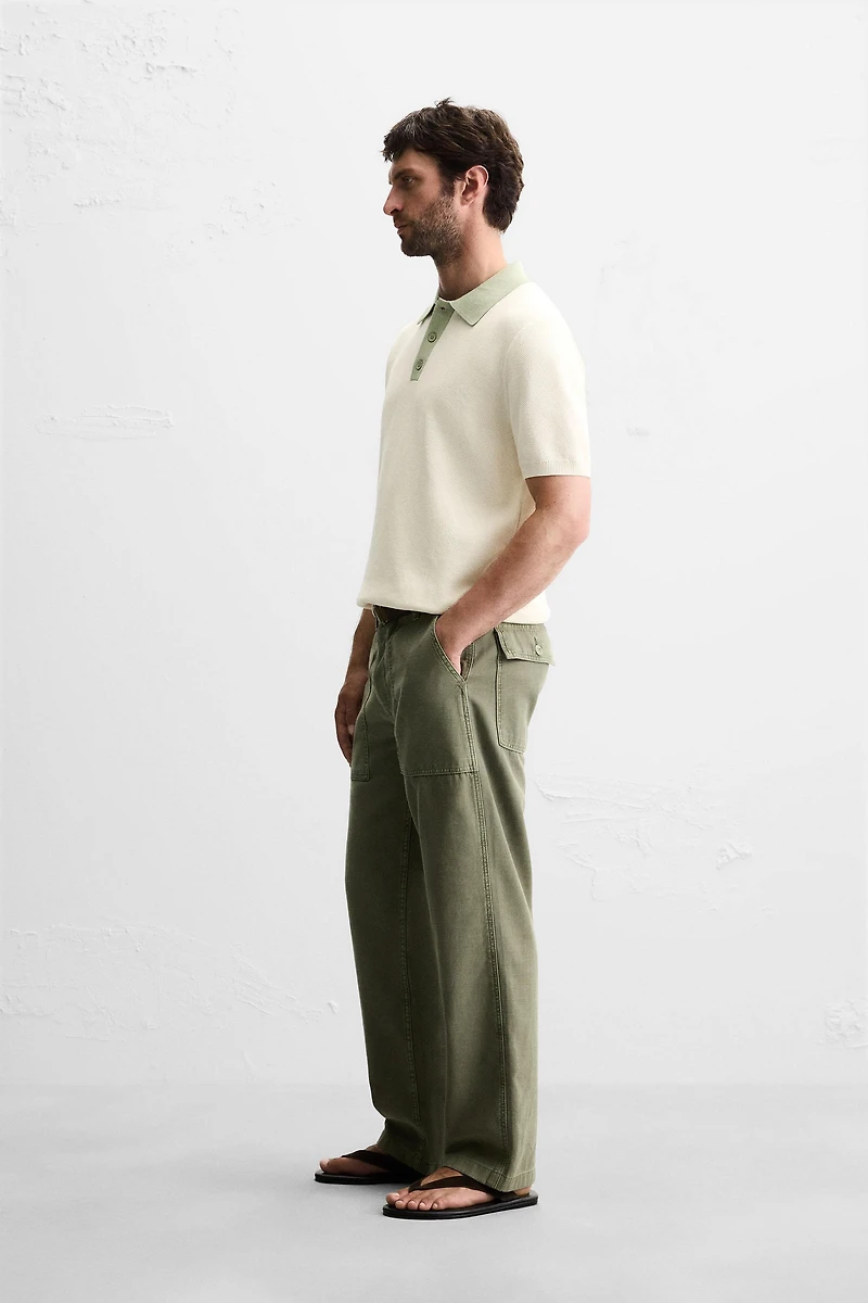 CONTRAST KNIT POLO SHIRT