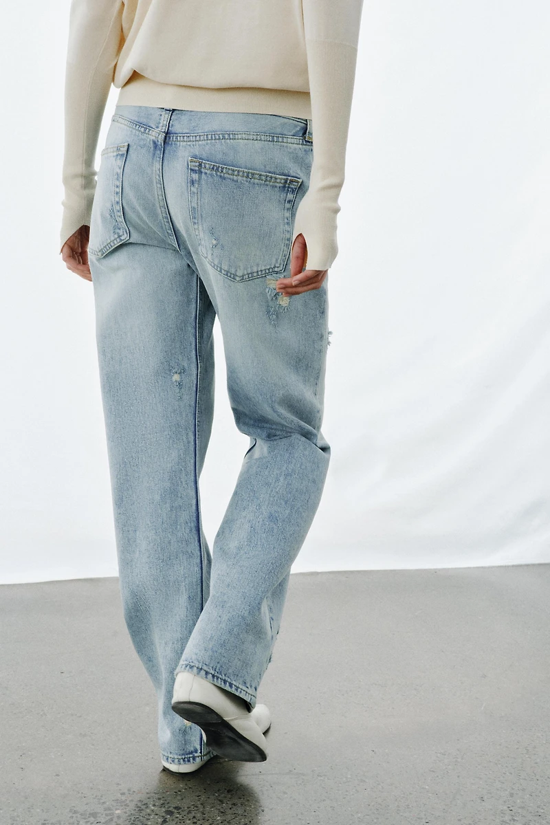 ZW COLLECTION RELAXED STRAIGHT LOW RISE JEANS