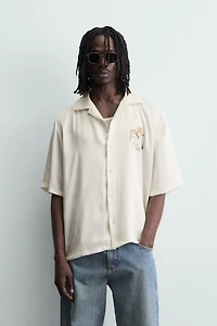 CONTRAST PRINT FLOWY SHIRT