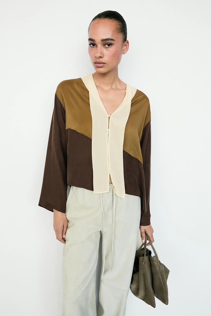 Tricolor flowing shirt