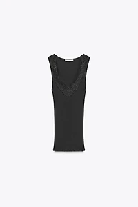 RIBBED LACE T-SHIRT