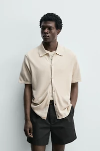 COTTON LINEN BLEND KNIT SHIRT