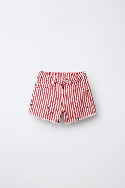 EMBROIDERED FISH MOM FIT TWILL SHORTS - CASA LAWA X ZARA KIDS