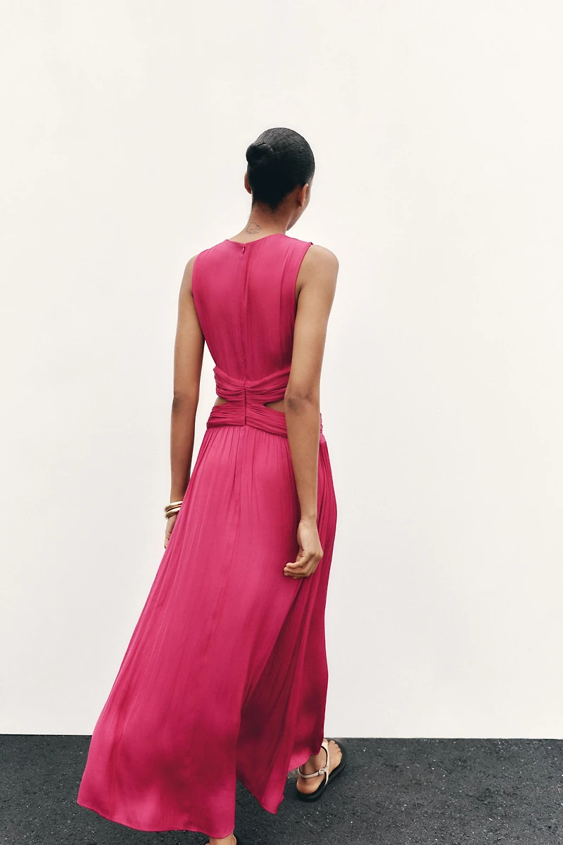 SATIN EFFECT CUT OUT MIDI DRESS