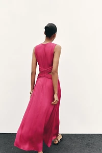 SATIN EFFECT CUT OUT MIDI DRESS