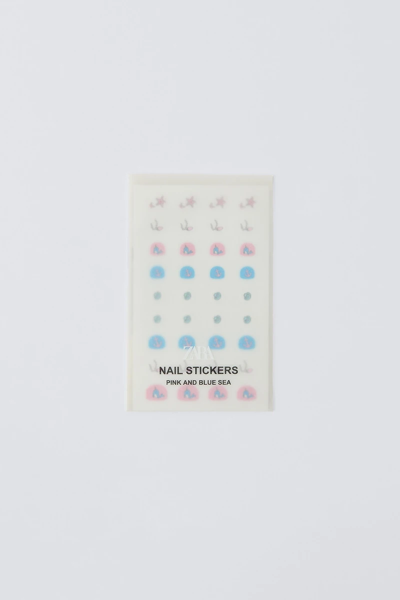 PINK AND BLUE SEA ZARA NAIL STICKERS