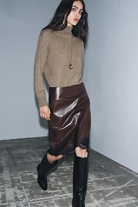 LEATHER LACE SKIRT ZW COLLECTION LIMITED EDITION