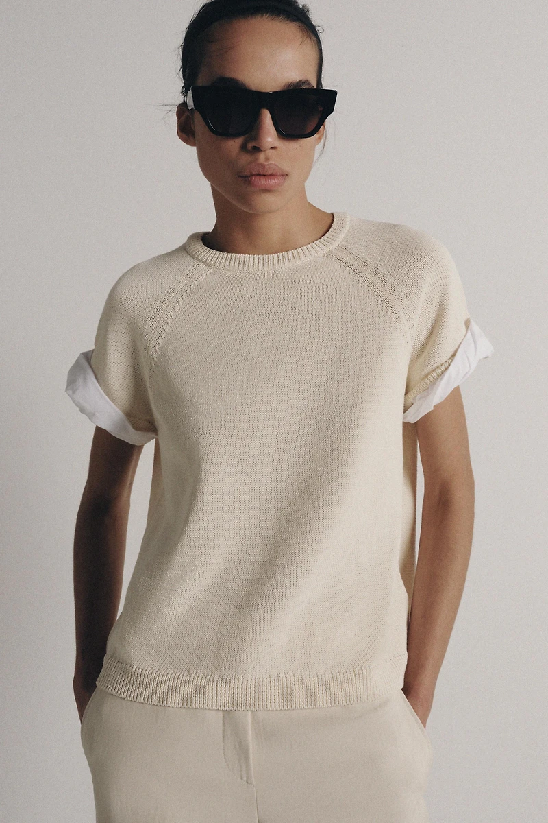 COMBINED TURN-UP SLEEVE KNIT JUMPER