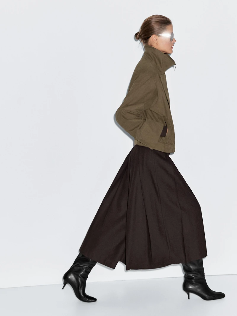 Veste avec ceinture en coton mélangé