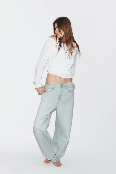 TRF MID-RISE BAGGY BALLOON JEANS