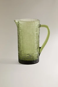 RAISED DESIGN GLASS PITCHER
