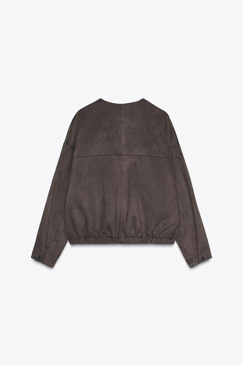 FAUX SUEDE BOMBER JACKET