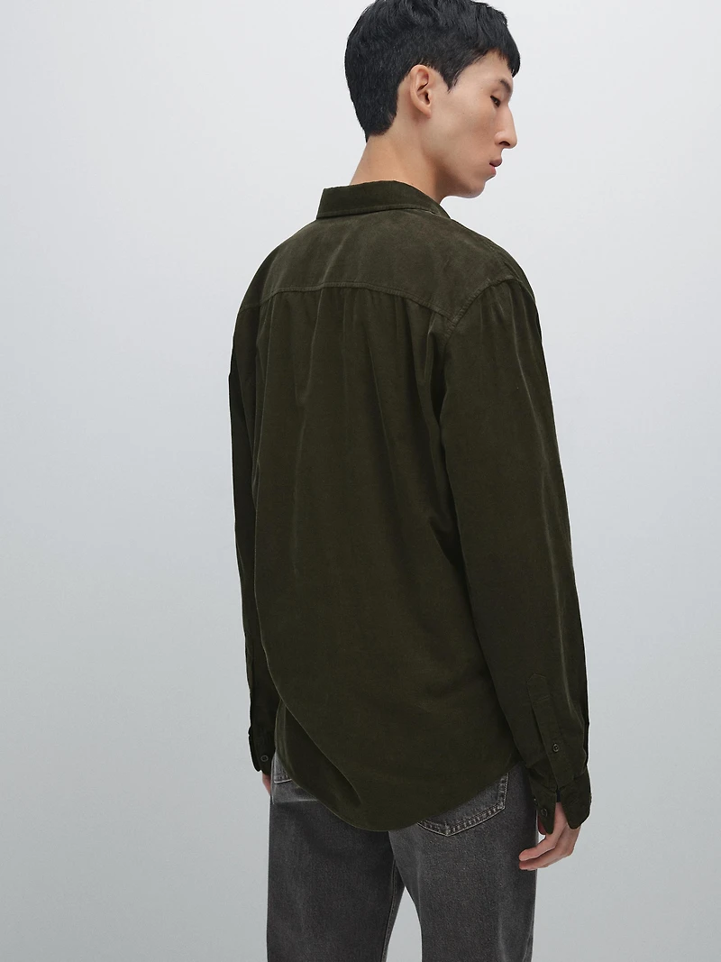 Regular fit needlecord shirt