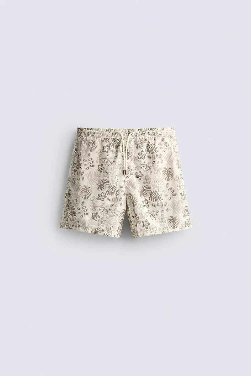 LONG FLORAL PRINT SWIM SHORTS