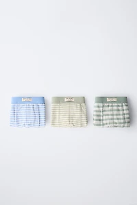 AGES 6-14/ THREE-PACK OF BOHO STRIPE BOXERS