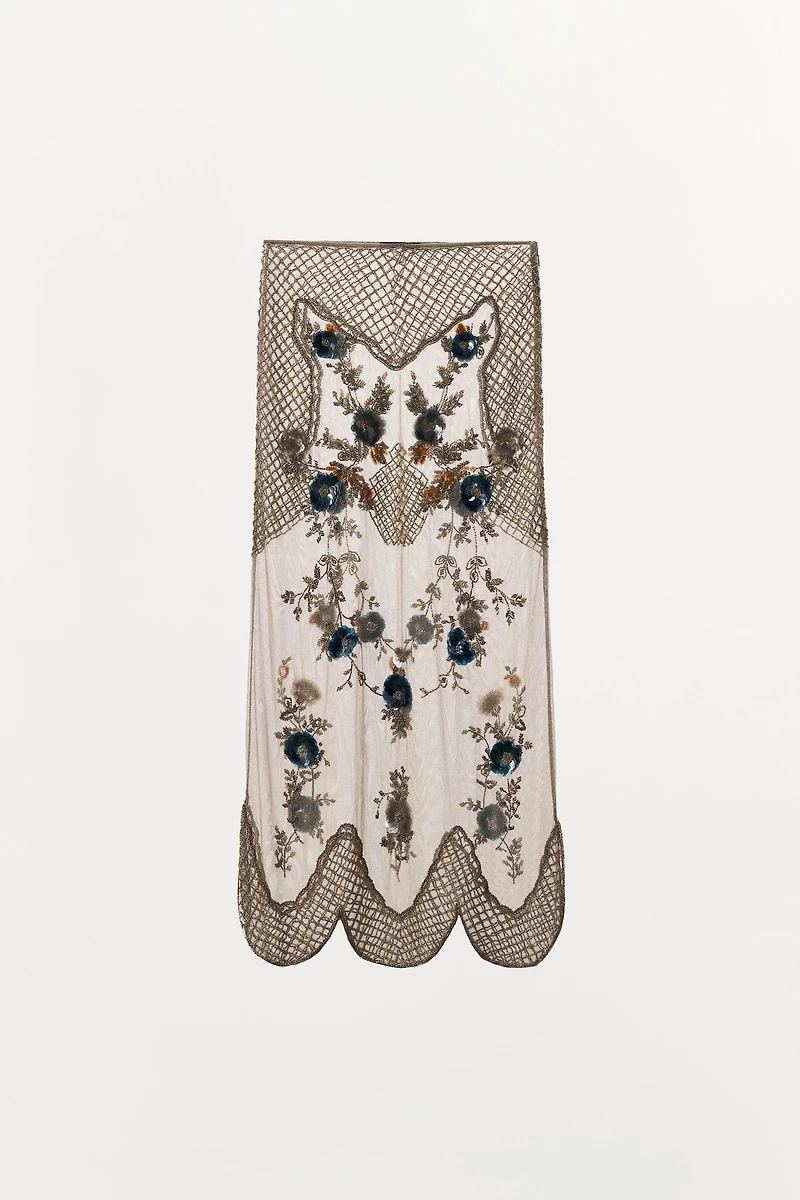 SEQUIN BEADED MIDI SKIRT