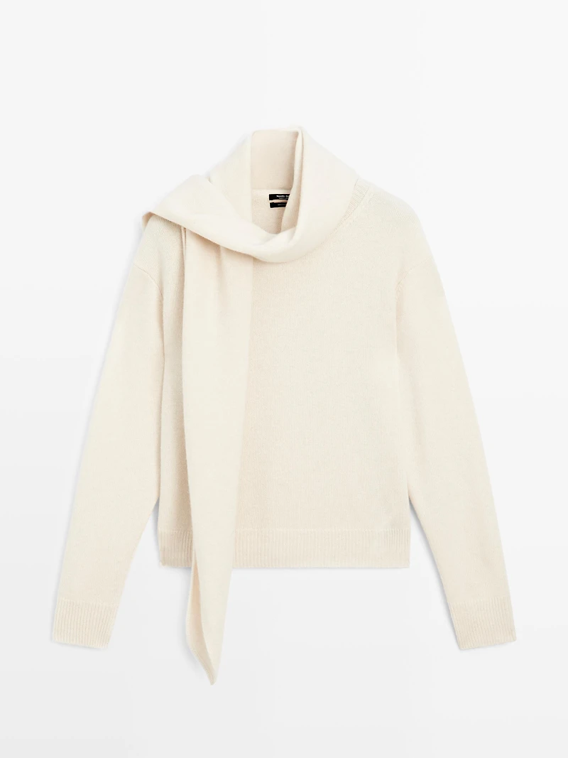 Pull col foulard 100 % cachemire