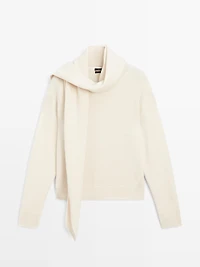 Pull col foulard 100 % cachemire